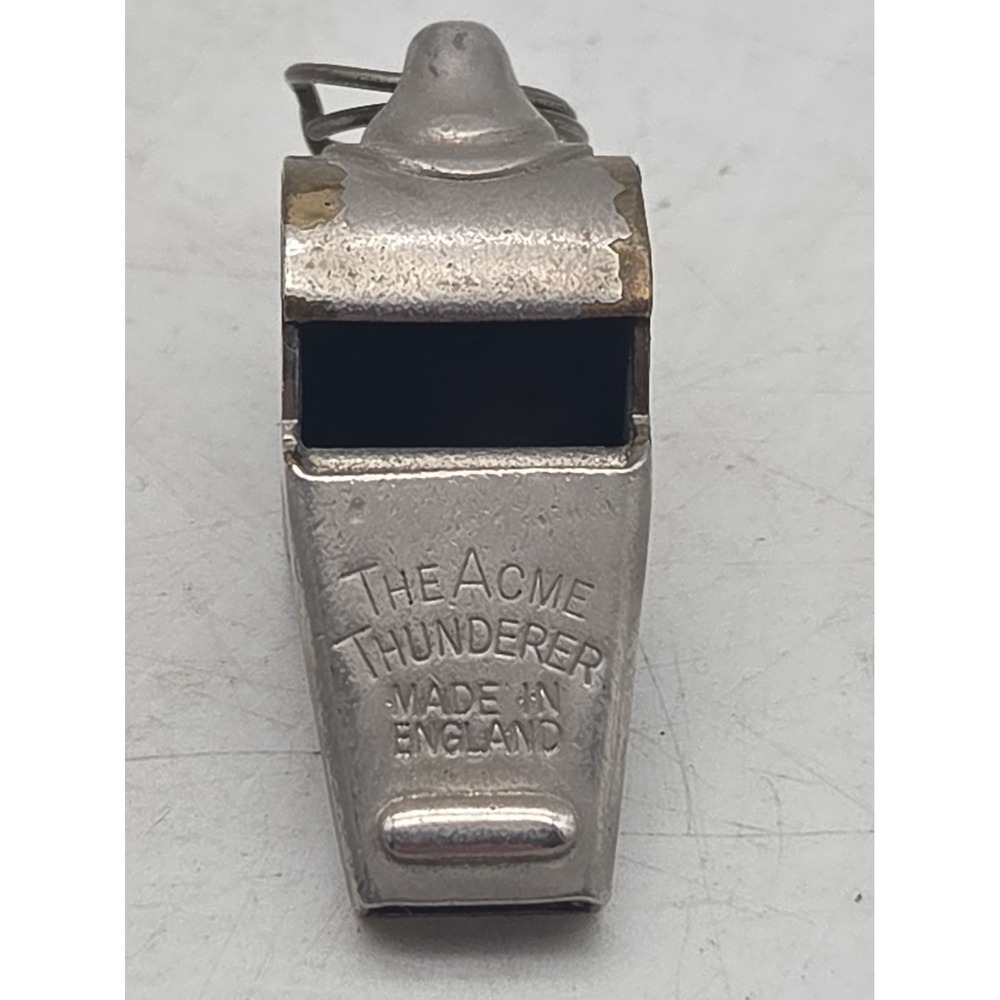 Vintage The Acme Thunderer Made In England Metal Whistle W/ Cork Ball